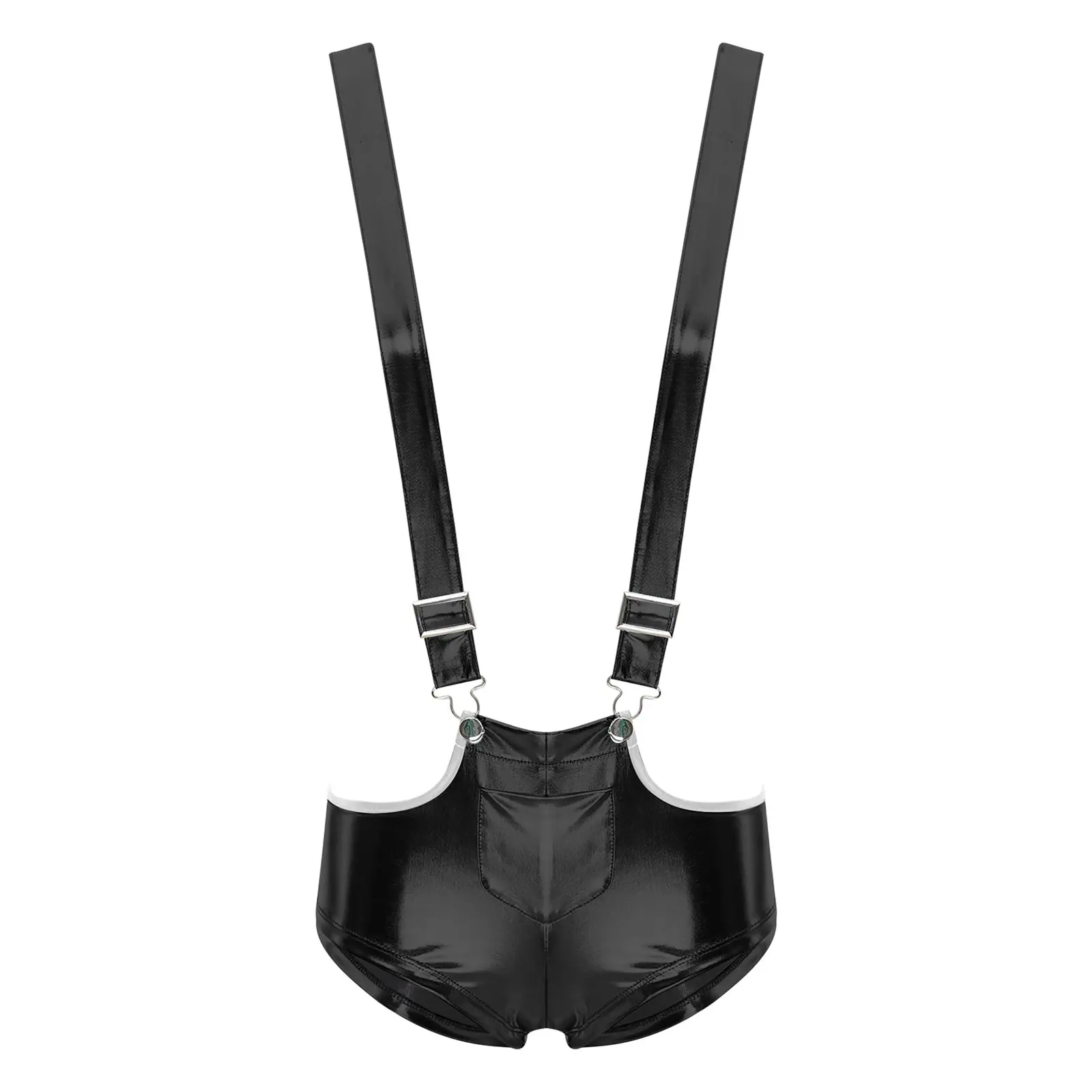 Women Shiny Metallic Mini Shorts Hot Pants Suspenders Shorts Fashion Lady Holographic Nightclub Rave Party Costume Club Wear