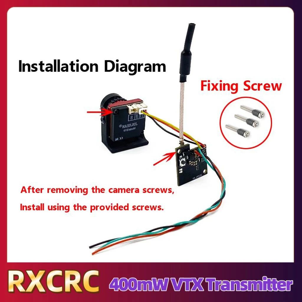 RXCRC 5.8G 48CH 400mW e7087U MINI VTX เครื่องส่งสัญญาณ พร้อมกล้องขนาด 19*19 มม. เหมาะสำหรับโดรนบังคับวิทยุ FPV ระยะไกลแบบปีกตรึง