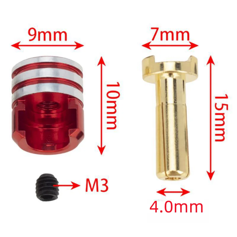 Kit de bouchons et poignées de dissipateur thermique de batterie en laiton, 5.0mm, 4.0mm, 3.5mm, adapté pour camion tout-terrain 1/10, accessoires de voiture RC, pièces de mise à niveau, 2 pièces