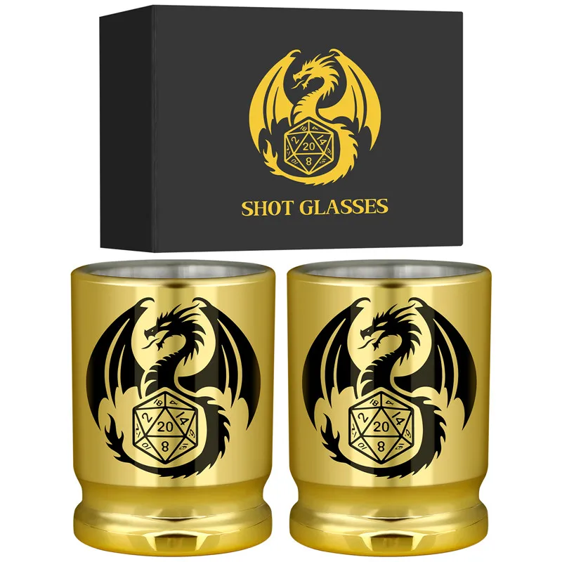 

50 Caliber Bullet Shot Cups Golden Gaming Dragon Pattern Plastic Shot Glasses for Wedding Party Kitchen Club Bar Accessory