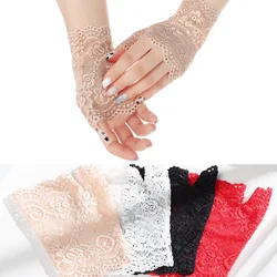 Fashion Half Finger Lace Gloves Women Dance Short Gloves Spring Summer Fingerless Mittens Outdoor Sunscreen Driving Gloves