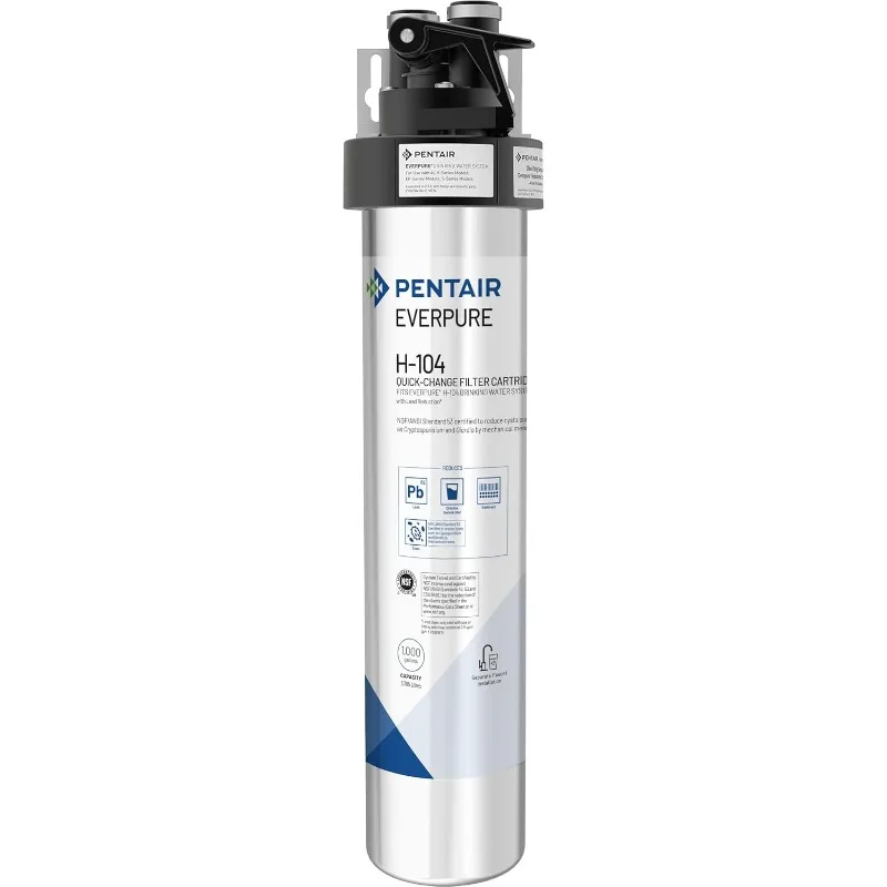 Pentair Everpure H-104 Drinking Water System, EV926271, Includes Filter Head, Filter Cartridge, All Hardware and Connectors