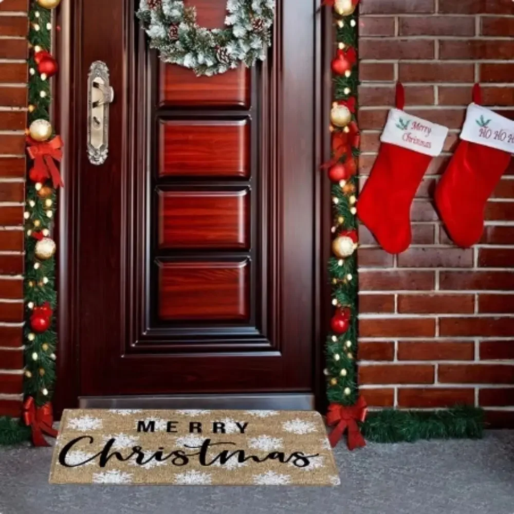 VIKAMA Christmas Happy Cushion Dwarf Welcome Door Mat Indoor Outdoor Carpet Christmas Eve New Year Home Decoration