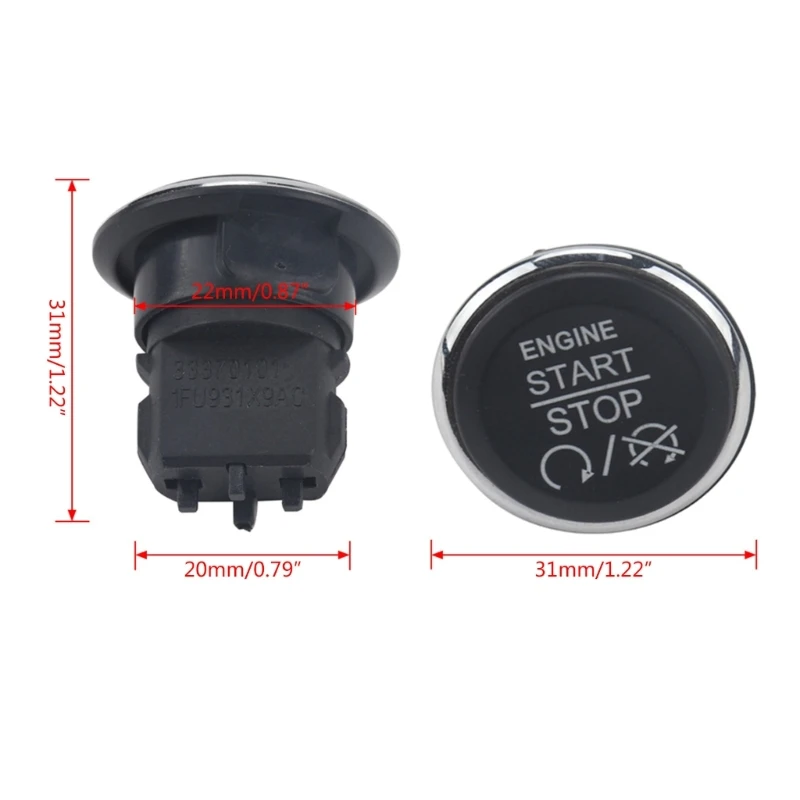 U90C Waterproof Start Stop Push Button Switch Auto Engine Power Ignition-Starter On Off for 33370101 1FU931X9AC