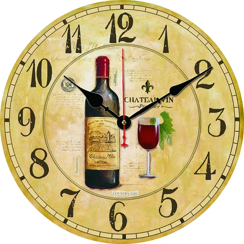 Vintage Grape Red Wine Custom Clock Round Digital Wall Clock Large Silent Clock Family Lovers Friends Gifts Wall Home Decorative