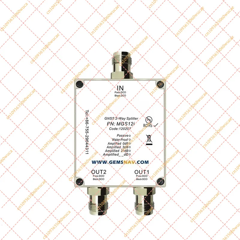 MGS12i GNSS GPS Power Divider 1-to-2 Signal Splitter for Surveying