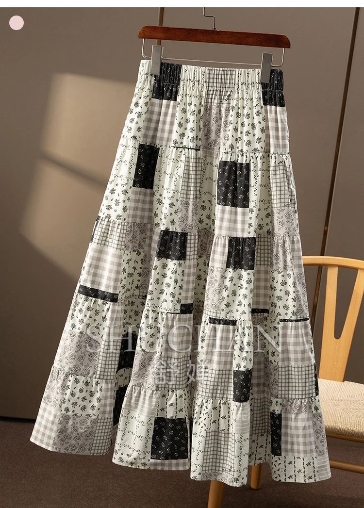 High-quality 100 Cotton Skirt Women 2025 Korean Fashion Clothing  Faldones Para Mujer  Long Skirts for Women