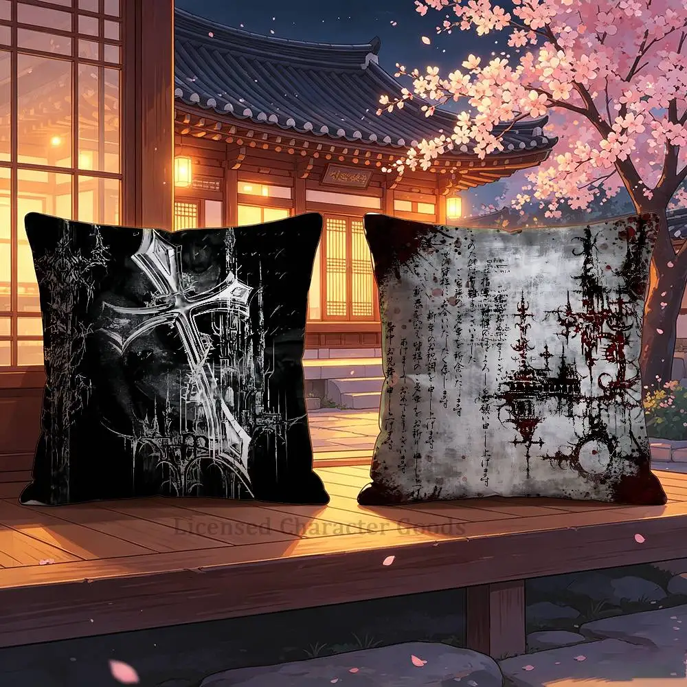 Gothic Cyber Sigil Cross Double Sided Print Soft Throw Pillow Cover Washable RV Camper Interior No Insert