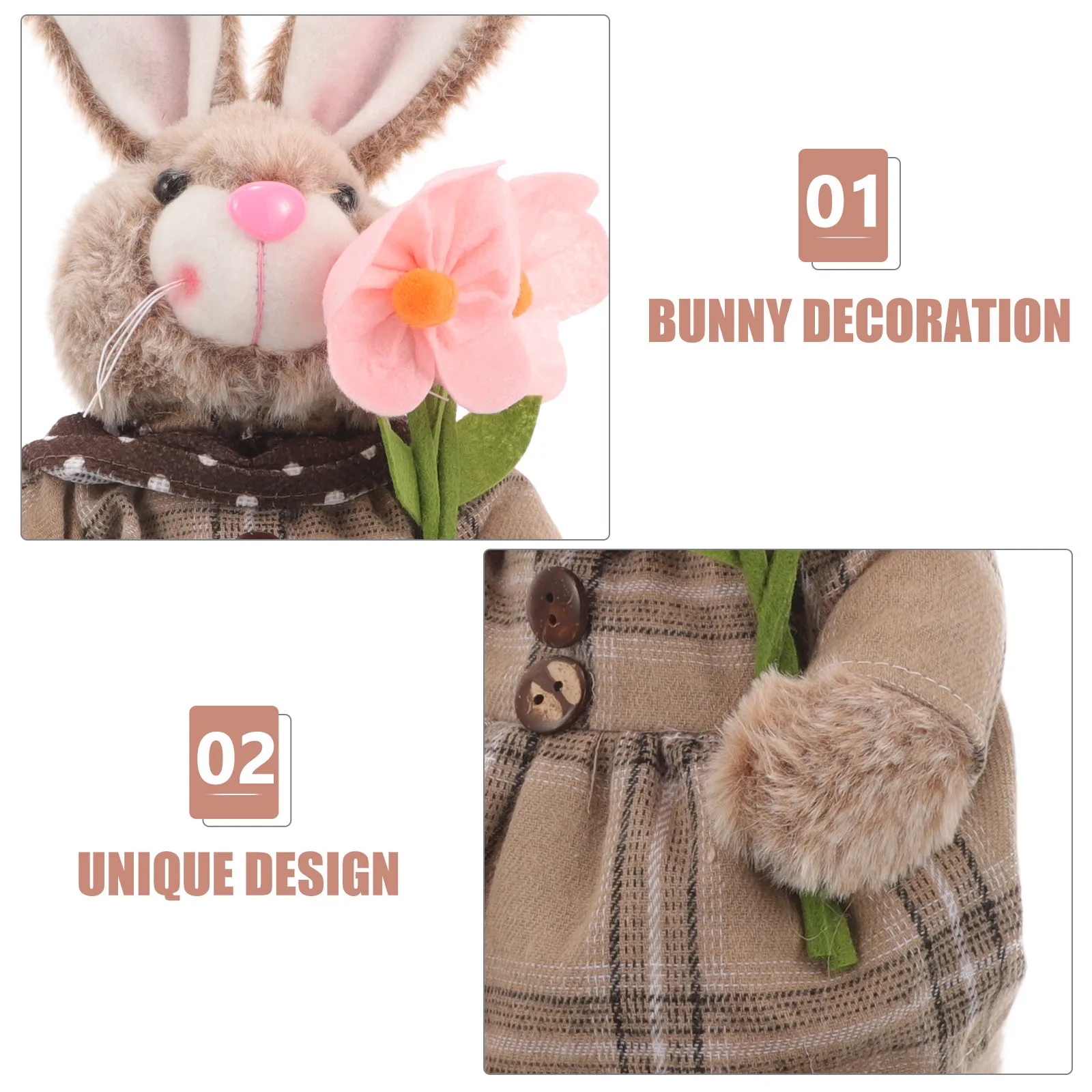 

Cute Stuffed Rabbit Easter Bunny Decoration for Home Party Spring Festival Charm Soft Texture Lifelike Design Kids Gift