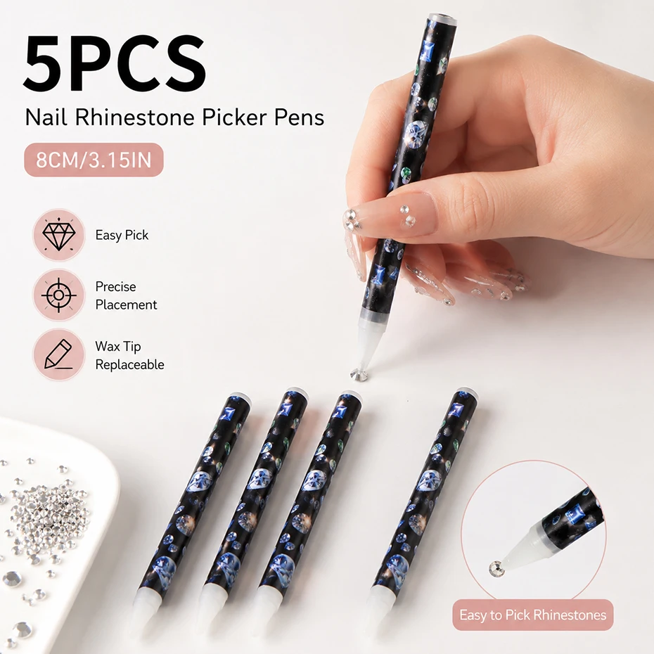 Resin Art Pen - 5pcs Nail Art Rhinestone Pen Set