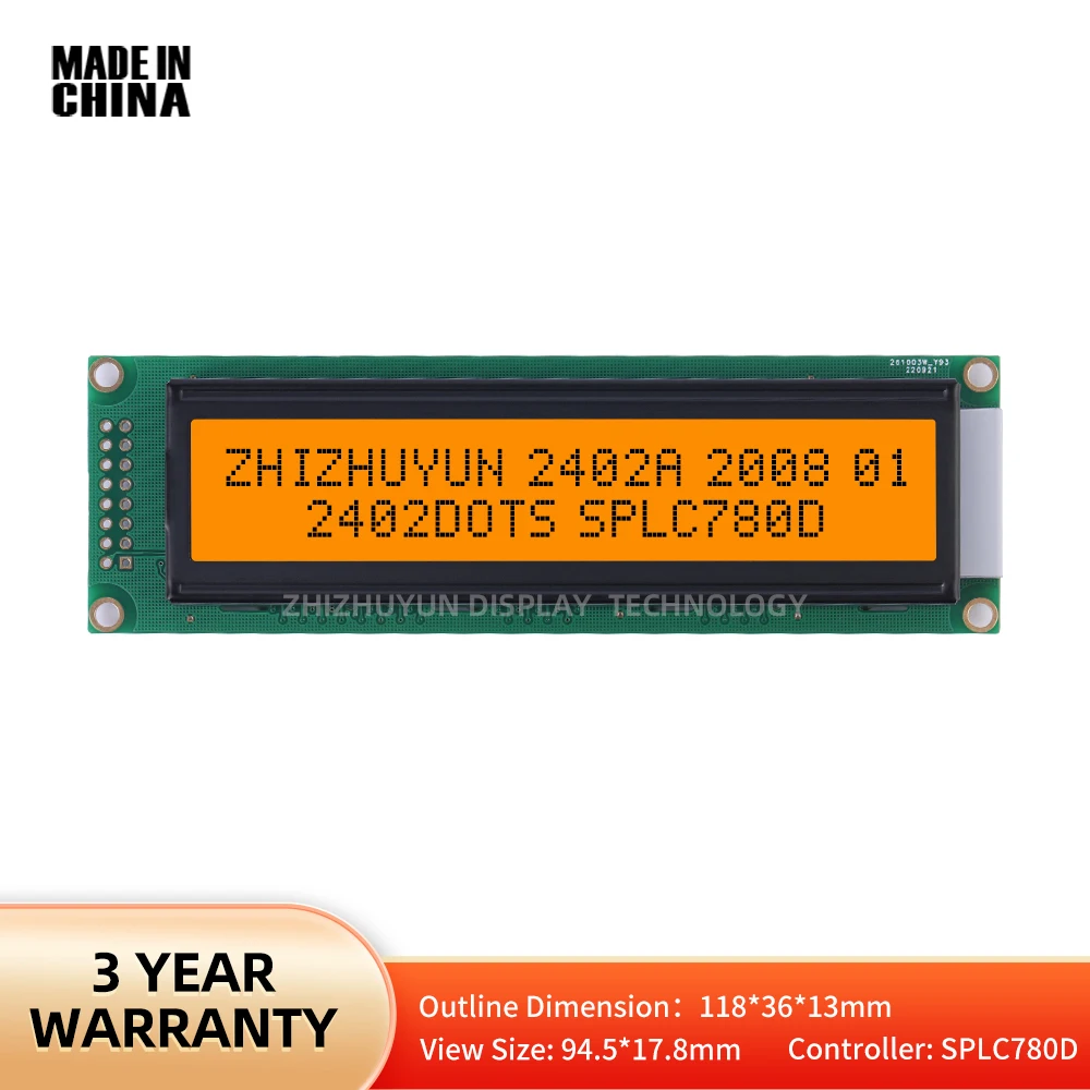 Pantalla LCD 2402A, módulo multilingüe, pantalla de puerto serie, luz naranja, caracteres negros, venta al por mayor