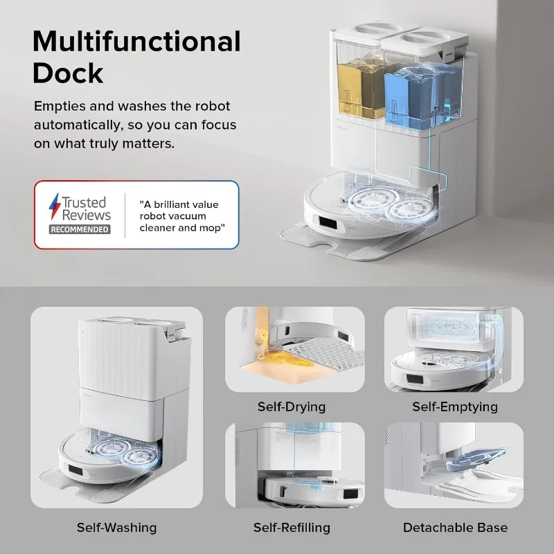 مكنسة وممسحة روبوت roborock Qrevo S، تجفيف ذاتي، غسيل ممسحة تلقائية، شفط 7000 باسكال، تفريغ ذاتي وإعادة تعبئة، رفع ممسحة 10 مم