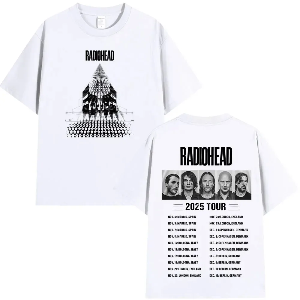 Radiohead World Tour T-shirt Oversized Y2k Return To The Road Vintage Women Men Short Sleeve Tee Rock Punk Heavy Cotton Clothing
