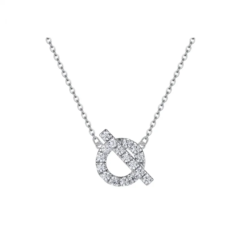 

925 Sterling silver Mosaic upgraded cnc explosive cross bar small Q full diamond necklace