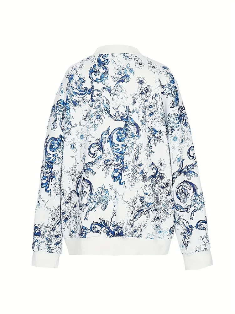 2025年 プラスサイズ レディース 花柄プリント ジップアップ フード付きジャケット カジュアルジャケット 軽量 花柄コート ウィンドブレーカー スタンドカラー