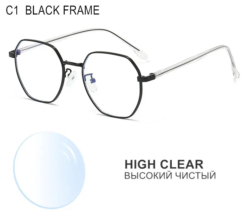 Prescription Custom Myopia Glasses Sphere -0.5 To -10 Men Women Upscale Alloy Polygonal Frame Nearsighted Spectacles F060