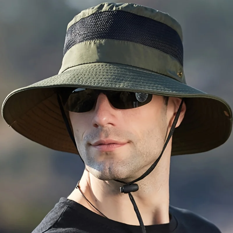 1pc Herren Sonnenhut Sommer Breite Krempe Eimer Hut Sommer Outdoor Sonnenschutz