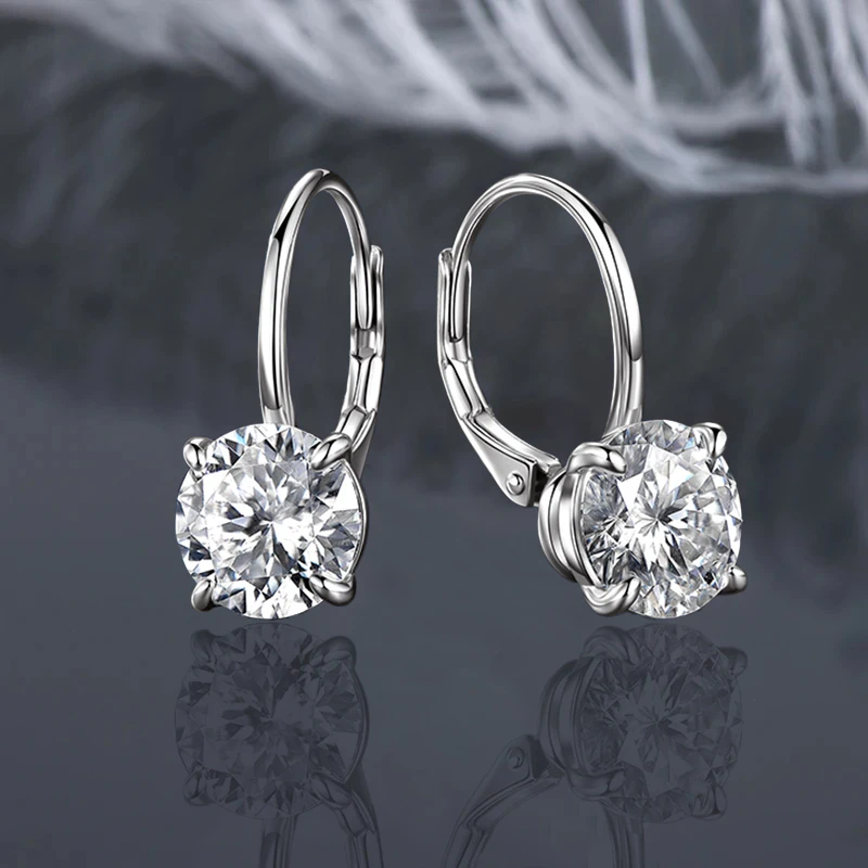IOGOU 6.5mm/8mm 1CT 2CT Round Moissanite Solitaire Diamond Clip Earrings 925 Sterling Silver for Women Engagement Fine Jewelry view 3