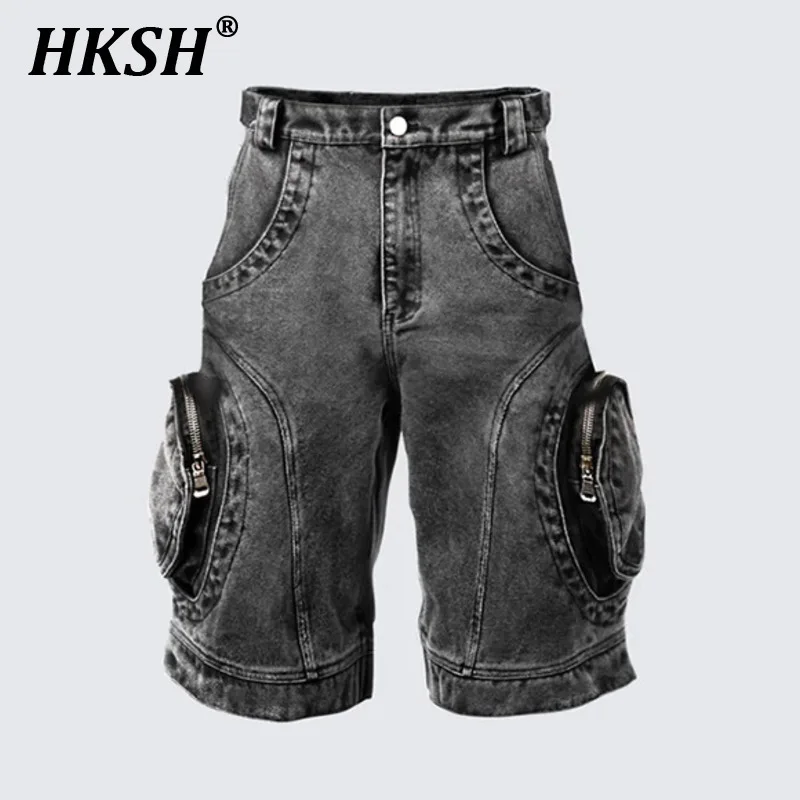 HKSH ربيع جديد الرجال المد Y2K شارع العليا Techwear غسلها سليم البضائع السراويل متعددة جيب سستة الدنيم شيك عارضة السراويل HK6128