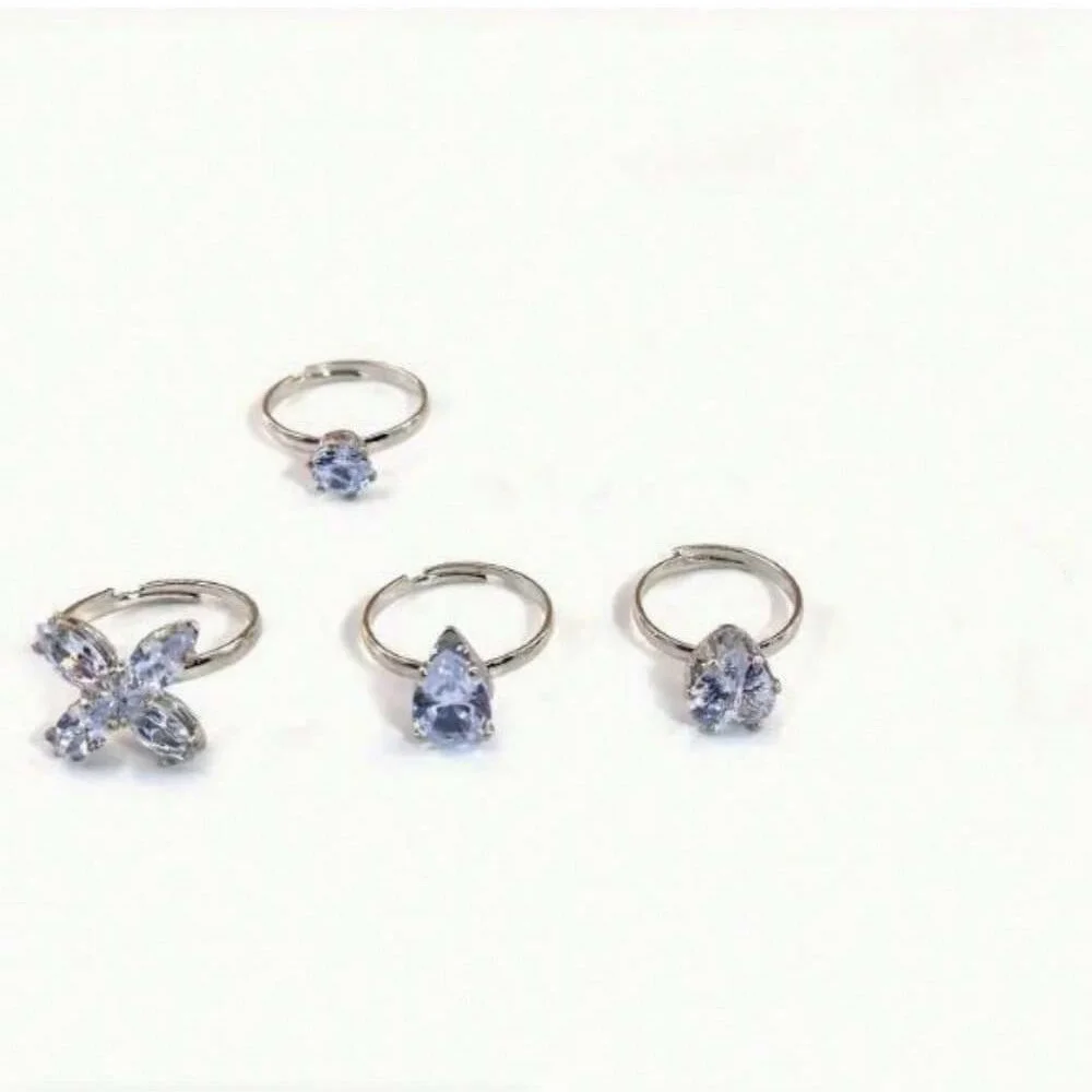 4pcs Exquisite Zircon Flower Love Foot Ring Ladies Shiny Fashion Open Foot Ring Sexy Summer Beach Accessories