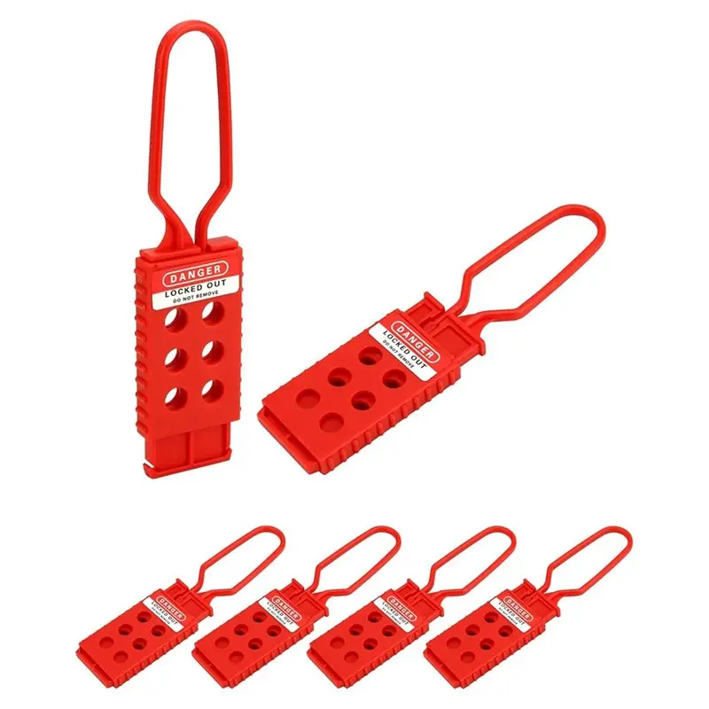 Industrial Safety Lockout Tag Hasps 6Pcs Nylon Padlock With 6 Hole Interlock For Equipment Maintenance