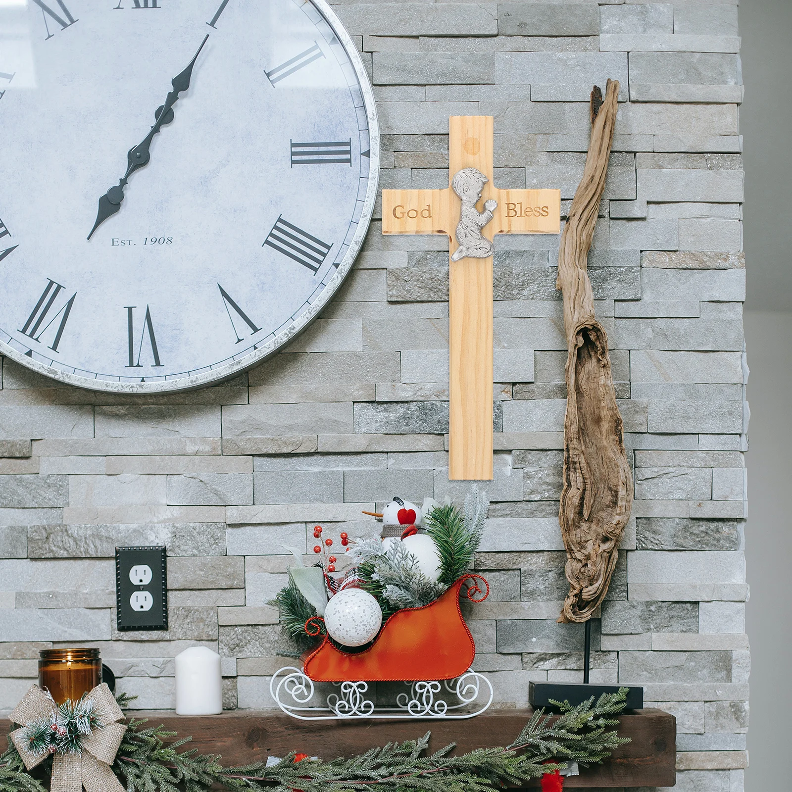 

1Pcs Blessing Wooden Cross Decor Creative Traditional Style for Home Office Compact Size Premium Material No Unpleasant