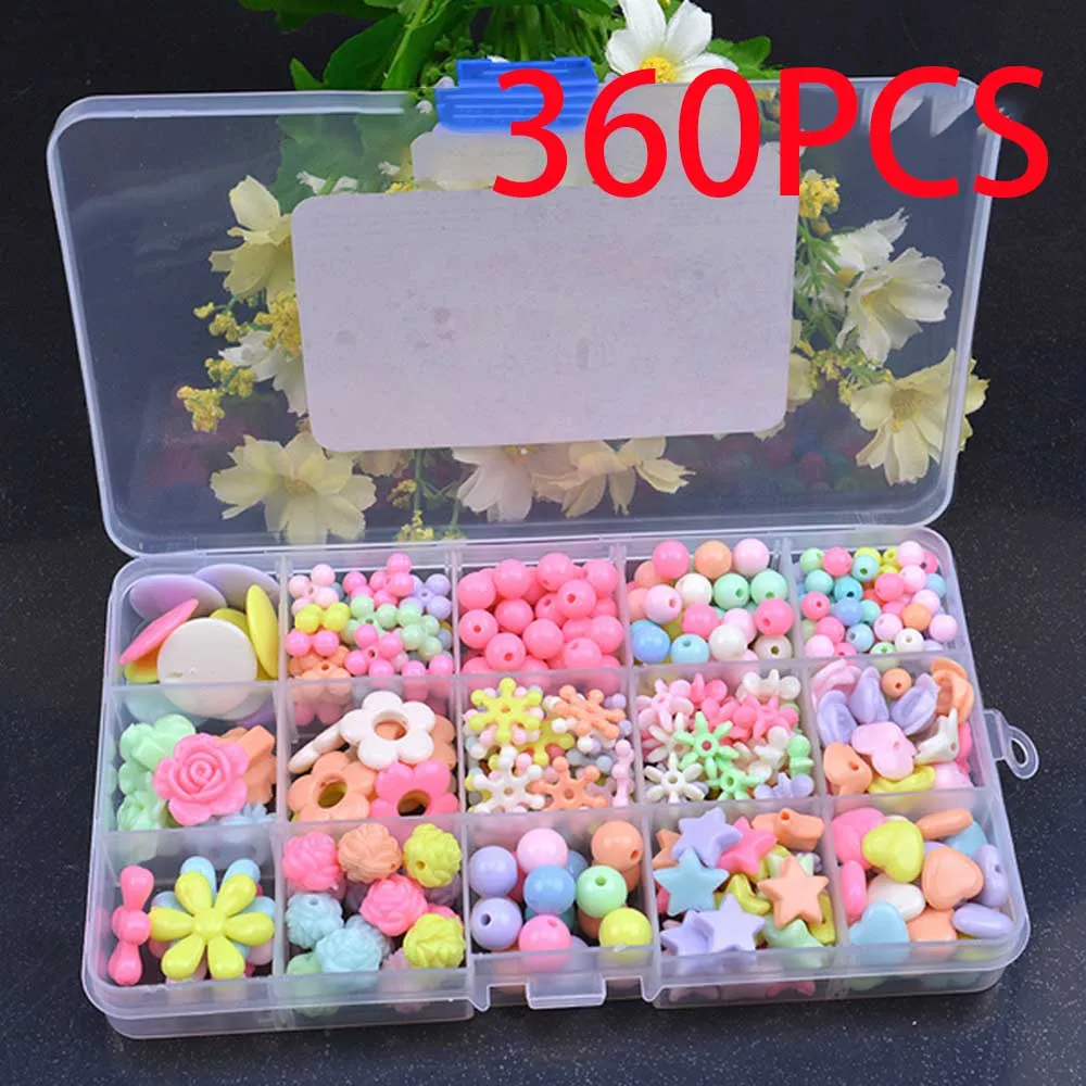 15 Grid Kids Girls 340Pcs-1500Pcs Colorful Acrylic Beads Set for Jewelry Making DIY Craft Bracelets Necklaces Educational Toys