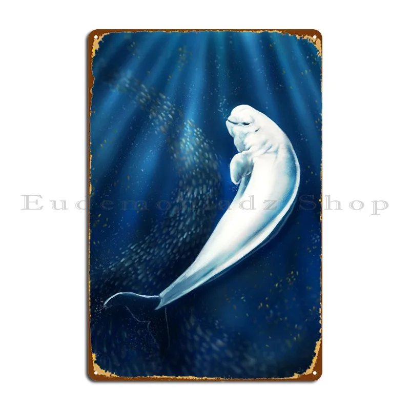 Beluga Whale Metal Plaque Poster Garage Pub Kitchen Create Retro Tin Sign Poster