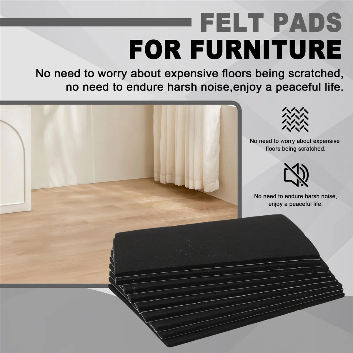 

ABFW 9 Pieces 8 inch x 6 inch x 1/5 inch Furniture Felt Pads Self Adhesive, Cuttable Felt Chair Pads, Anti Scratch Floor