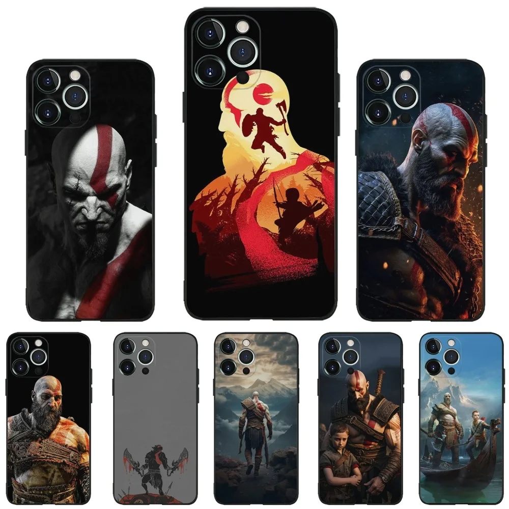 Hot Game G-God of War Phone Case For iPhone 16,15,14,13,12,11,Plus,Pro Max,XS,X,XR,SE,Mini,8,7 Soft Silicone Black Cover