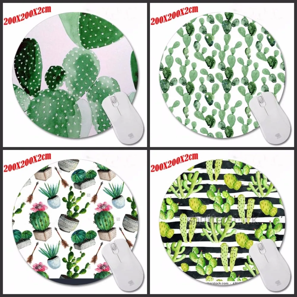 

Mairuige Cactus Watercolor Computer Gaming Round Mouse Pad Gamer Play Mats Customization Supported Decorate You Desk 200*200*2CM