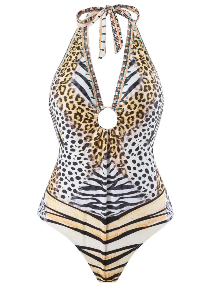 Retro Bikini Printed Fashion Two Piece Swimsuit And Cover Up With Skirt Tight Women's Bandage Summer Beach Luxury Elegant 2024