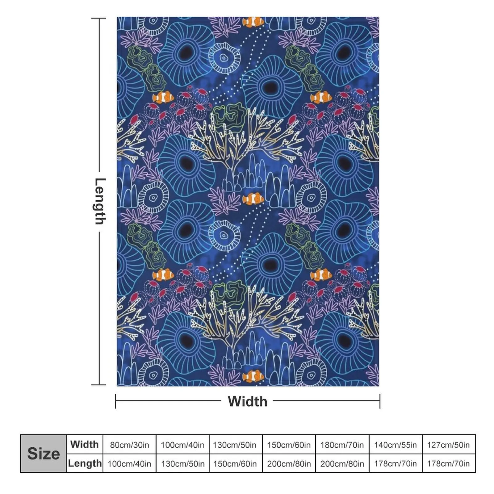 Coral Reef with Clown Fish Throw Blanket Flannel Fabric Sleeping Bag Picnic Personalized Gift Blankets