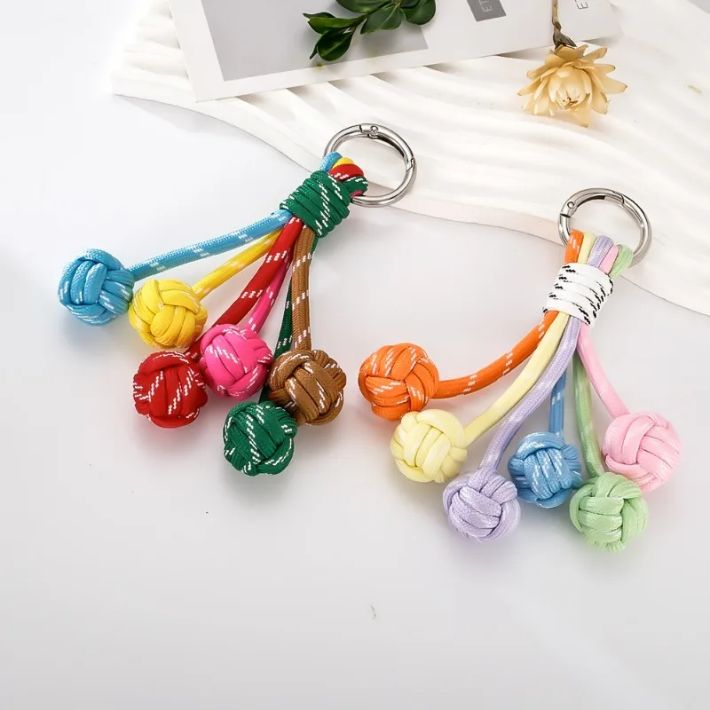 

Pure Hand-woven Ball Mobile Phone Pendant, Summer Miu Color Nylon Rope Bag Pendant