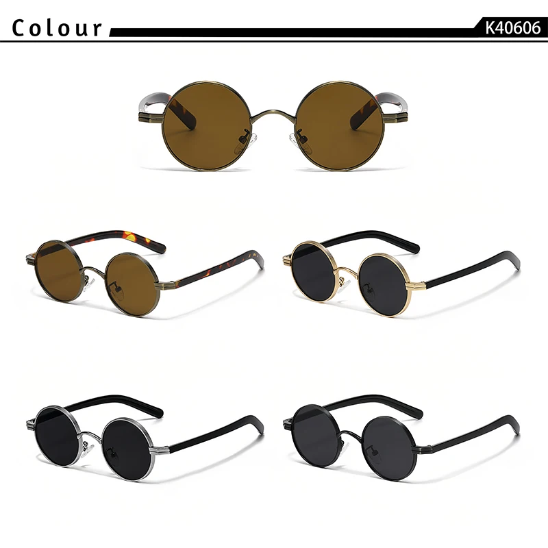 CATERSIDE Occhiali da sole vintage da uomo Stile hip-hop Occhiali da sole rotondi con montatura in metallo Occhiali da viaggio da donna per esterni UV400