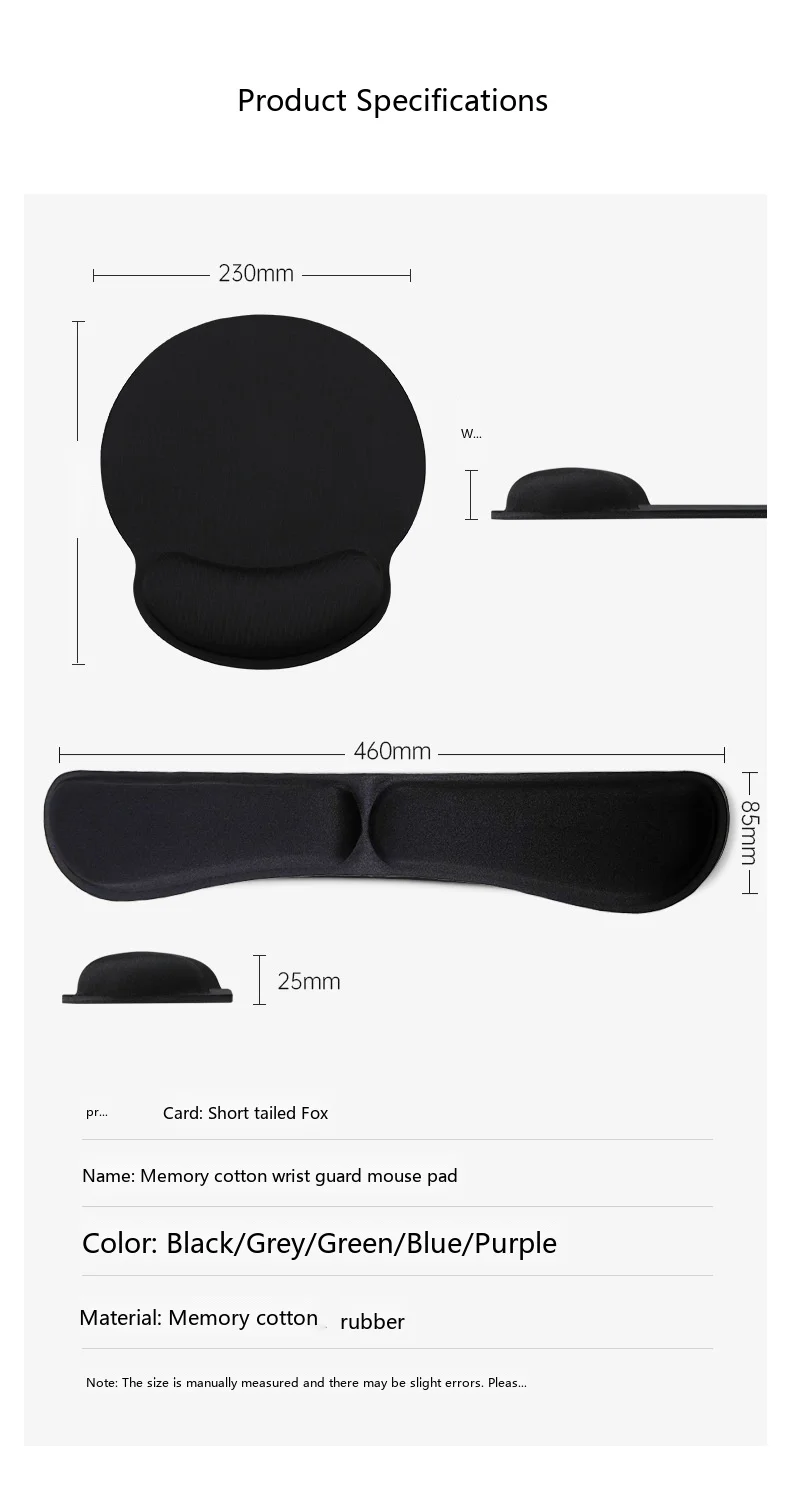 Schaumstoff-Handgelenkauflage, Mauspad, Tastaturauflage, 5-in-1-Set, ergonomische, rutschfeste Schreibtischunterlage für Büro und Gaming – Detail 13