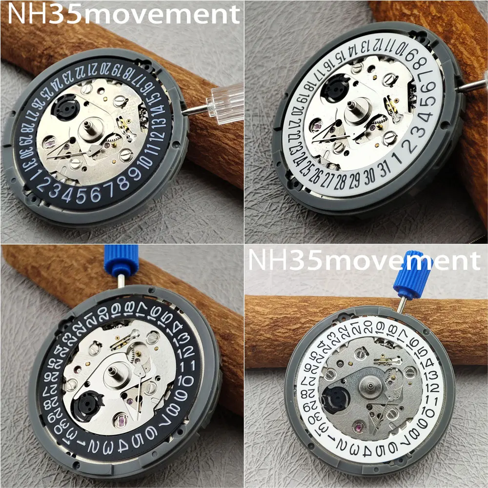 Original NH35A Fully Automatic Movement Black/White Single Calendar 9pm/3pm/6pm Men's Watch Accessories