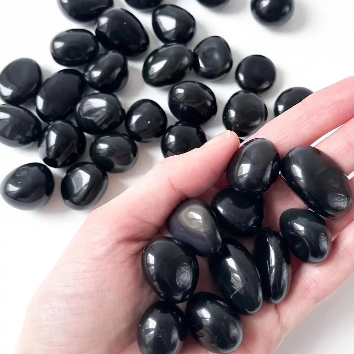 Polished Natural Obsidian Tumbled Stones, Obsidian Crystal Points & Raw Obsidian Rough Stones, Ideal for Home Decoration, DIY Ha