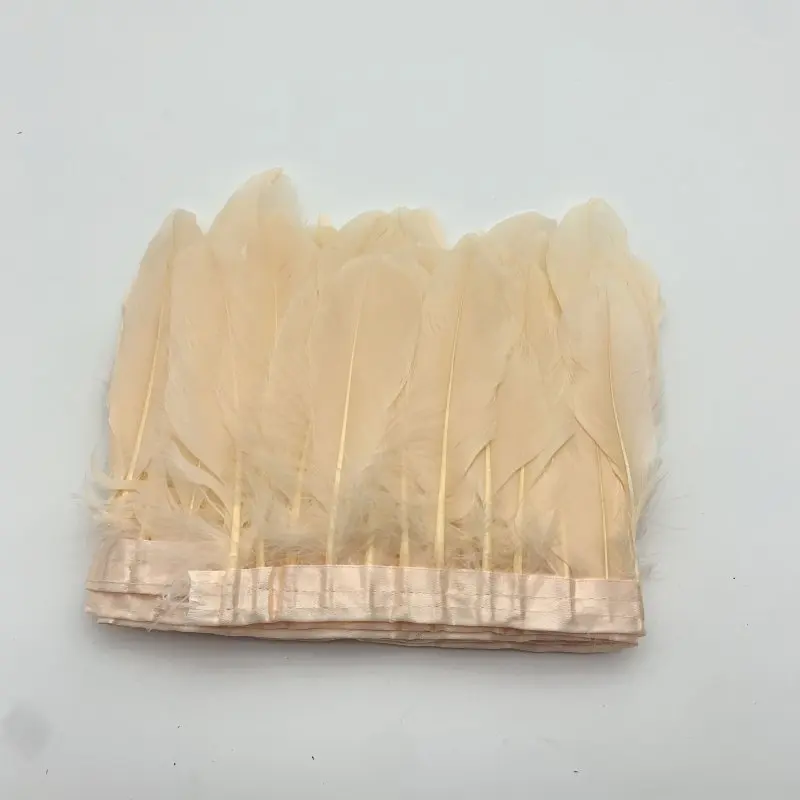 Goose Feather trims Fringe 10Meters Flulrescent Yellow Ribbon Plumes stripe DIY for party clothing accessories craft