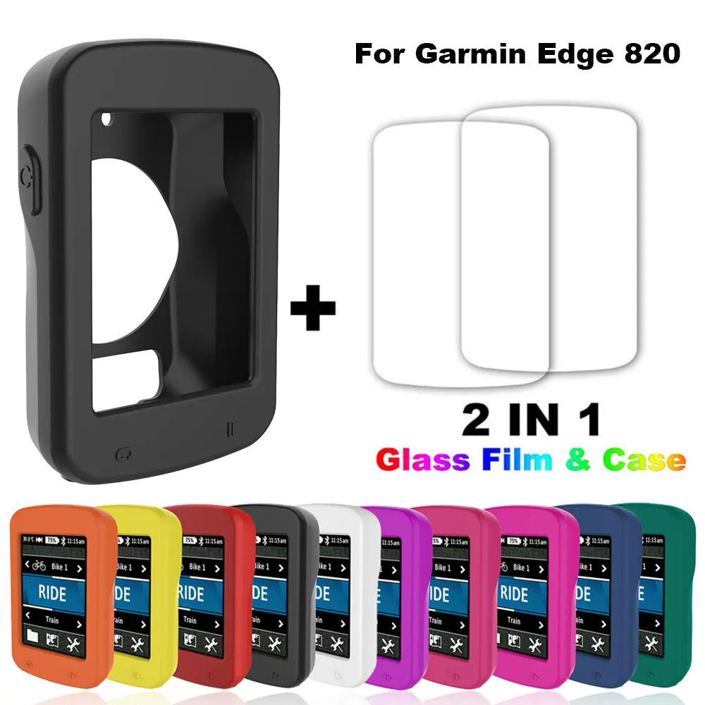 For Garmin Edge 820 Silicone Gps Bike Bicycle Computer Screen Protection Cyclocomputer Protective Case Cover With Glass Film