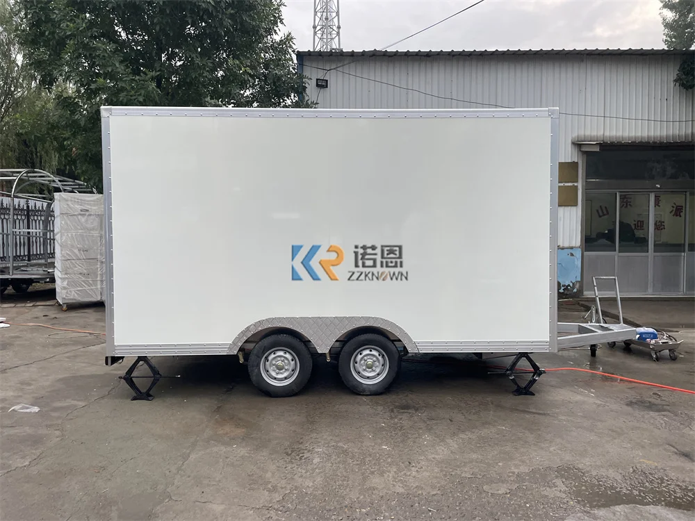 รถบรรทุกอาหารมือถือสัมปทานการจัดเลี้ยงรถพ่วงที่กําหนดเองอุปกรณ์ครัวพิซซ่ารถเข็นกาแฟรถพ่วงอาหารจานด่วน