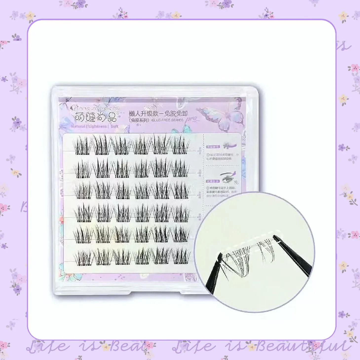 

6 Rows False Eyelashes Glue-free French Fluffy Fake Eyelash Single Cluster Black Terrier DIY Self-adhesive Lashes