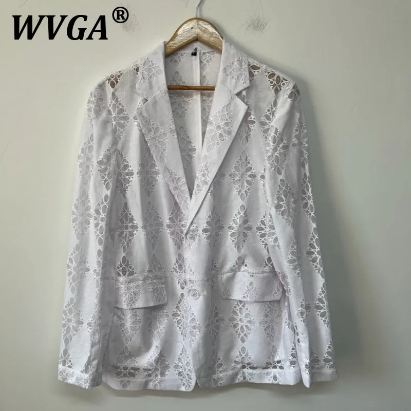 

WVGA весна лето новый мужской Tide Techwear тяжелый вышитый ажурный пиджак нишевый дизайн свободный шикарный повседневный костюм-пальто Ins W7448