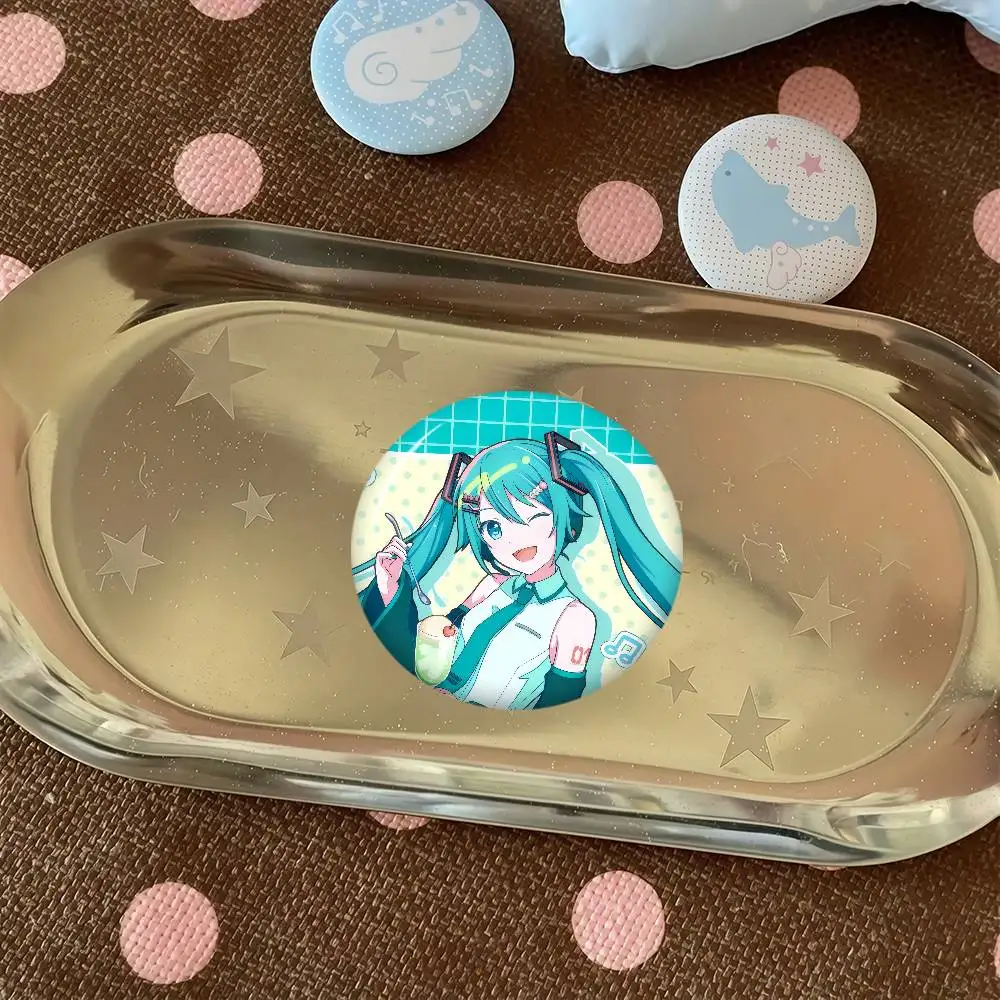Anime Button Pin Handmade Brooch For Clothes Cartoon Badge Backpack Decoration Jewelry Accessories Singer Hatsune Miku Anime view 5
