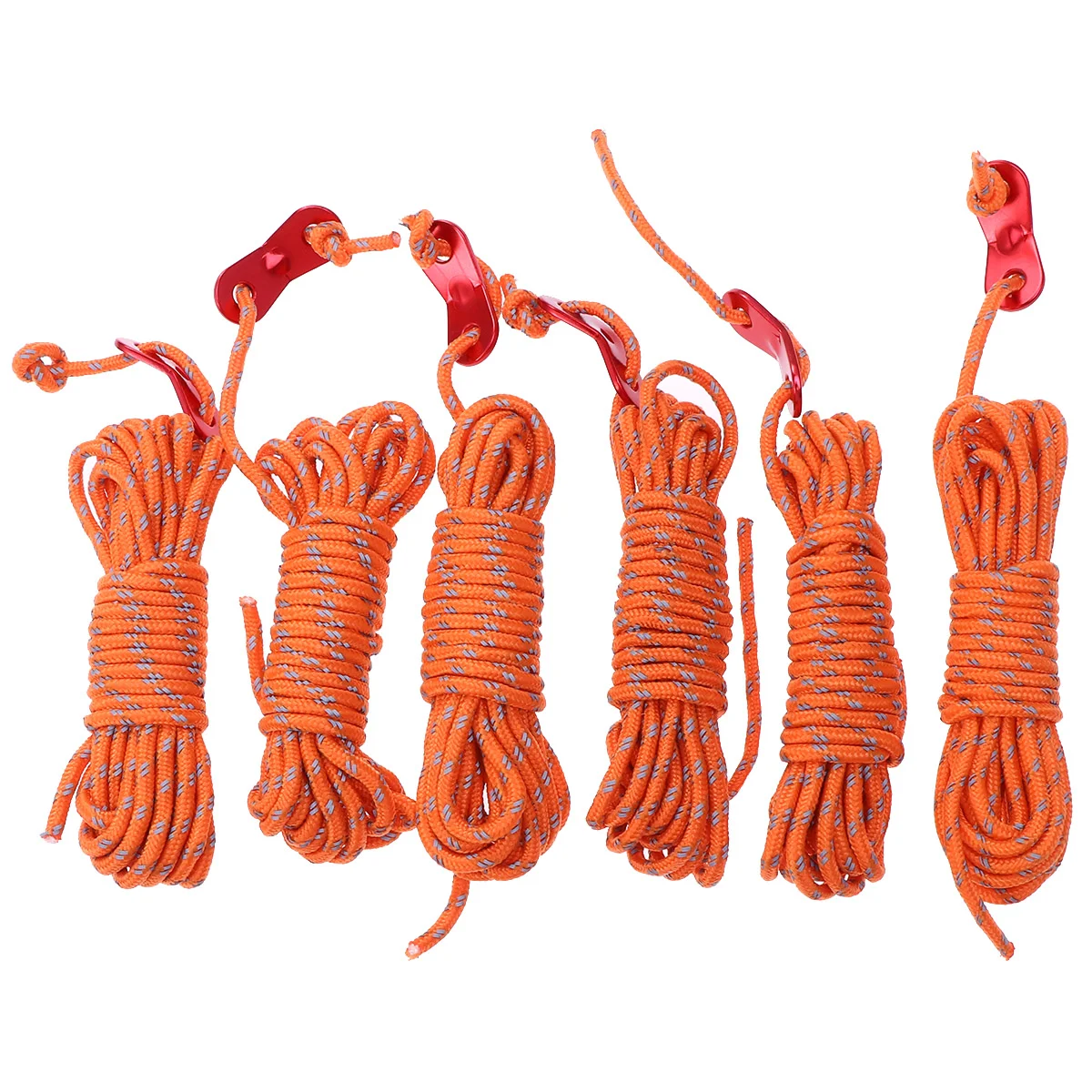 

6 Pack 4M 4mm Outdoor Tent Rope Reflective Tent Guy Lines Guide Ropes Camping Hiking Polypropylene Rope with Aluminum