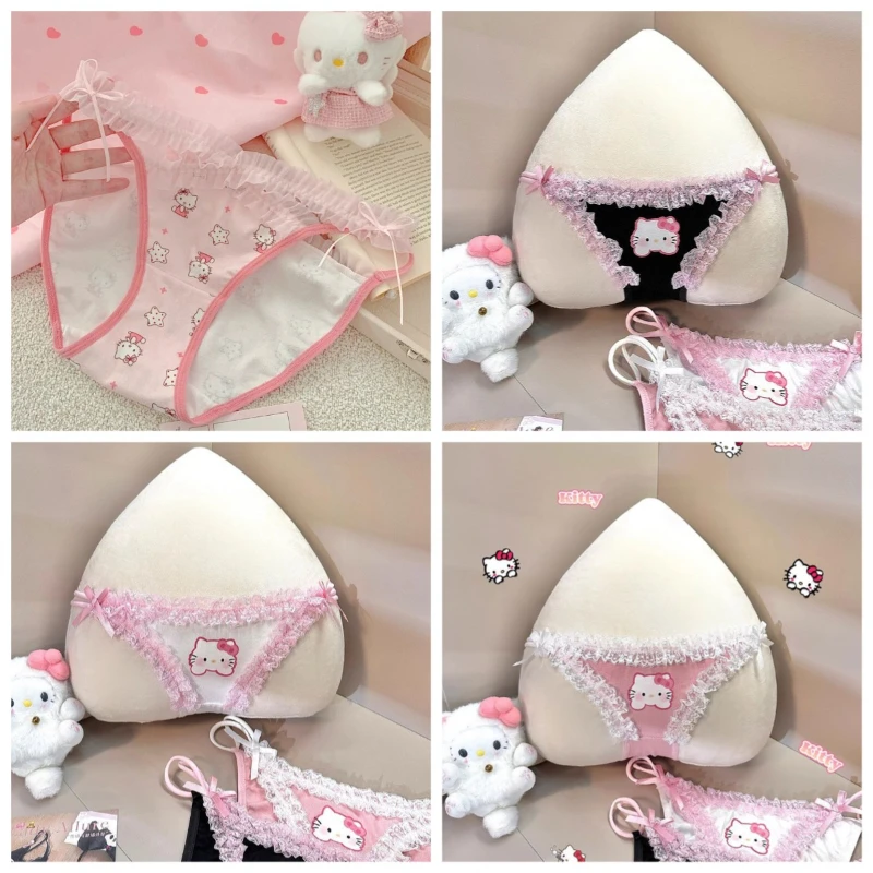 

Hello Kitty Sanrio аниме периферийные милые сексуальные кружевные трусики с героями мультфильмов креативные сексуальные трусы Y2k с низкой талией бикини для девочек праздничный подарок