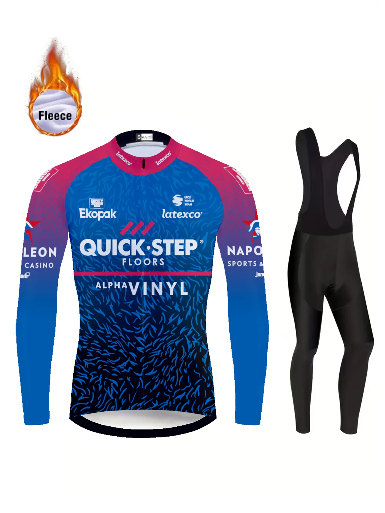 

2025 Men Winter Cycling Jersey Sets Thermal Fleece Bike Jersey + Bib Pants, Long Sleeve Cycling Clothing Sets for Man