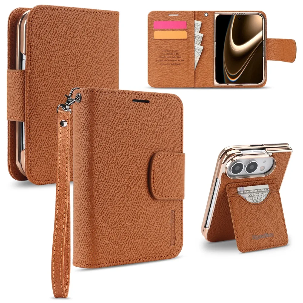 2 in 1 Magnetic Leather Flip Phone Cover for iPhone Duo with Back with Built-in Cash Pocket & Card Slots