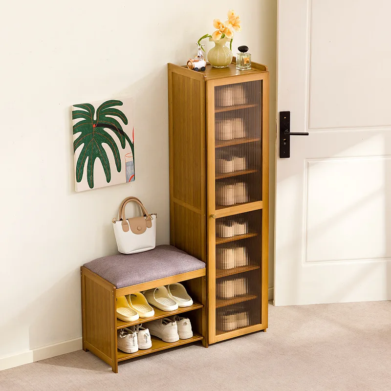 

light luxury and high-end sense at the door of the home, integrated shoe cabinet, medieval door shoe stool