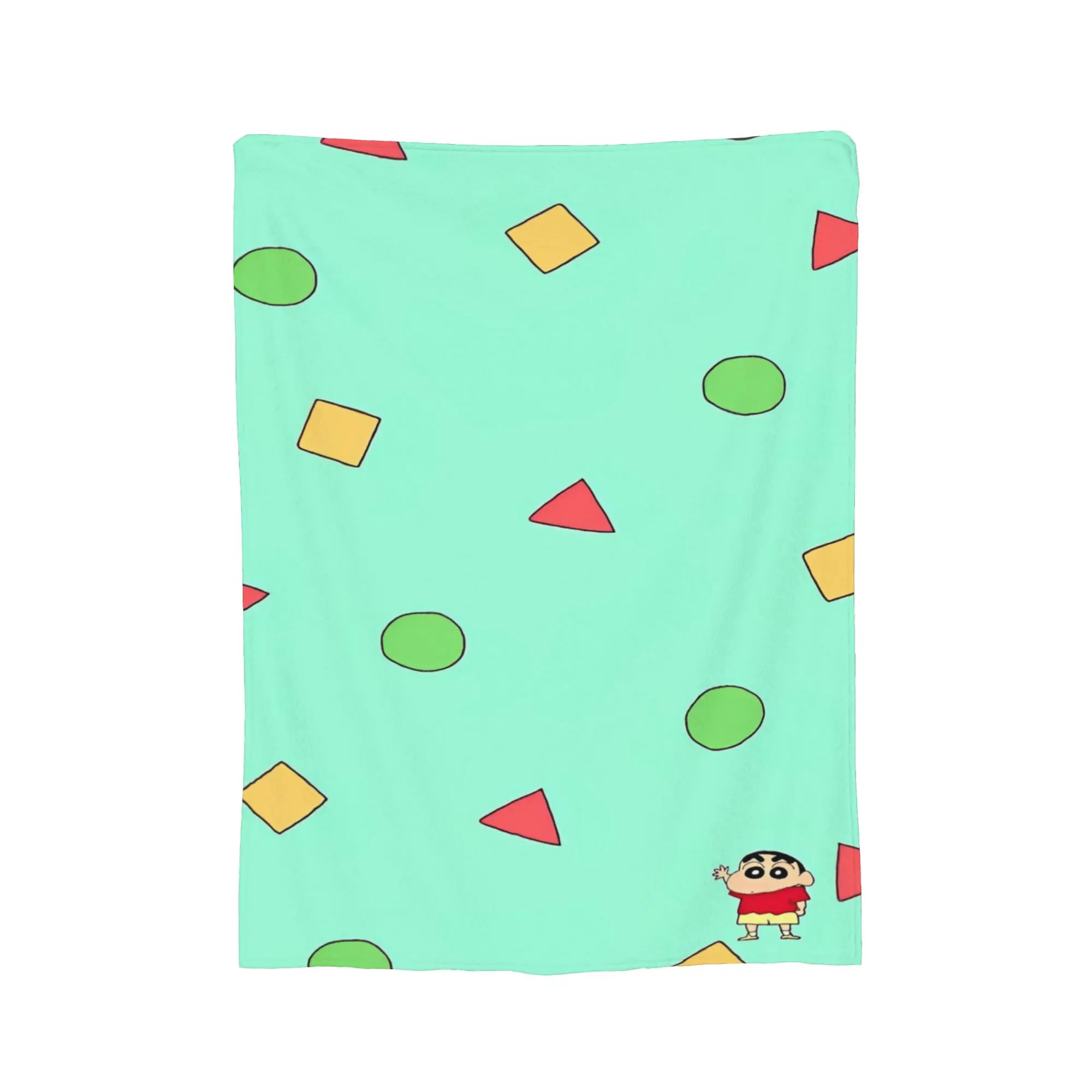 Crayon Shin-chans Geometric Backdrop Blanket Super Soft Plush Throw Blanket For Children Bedroom Flannel Bedspread Bed Cover